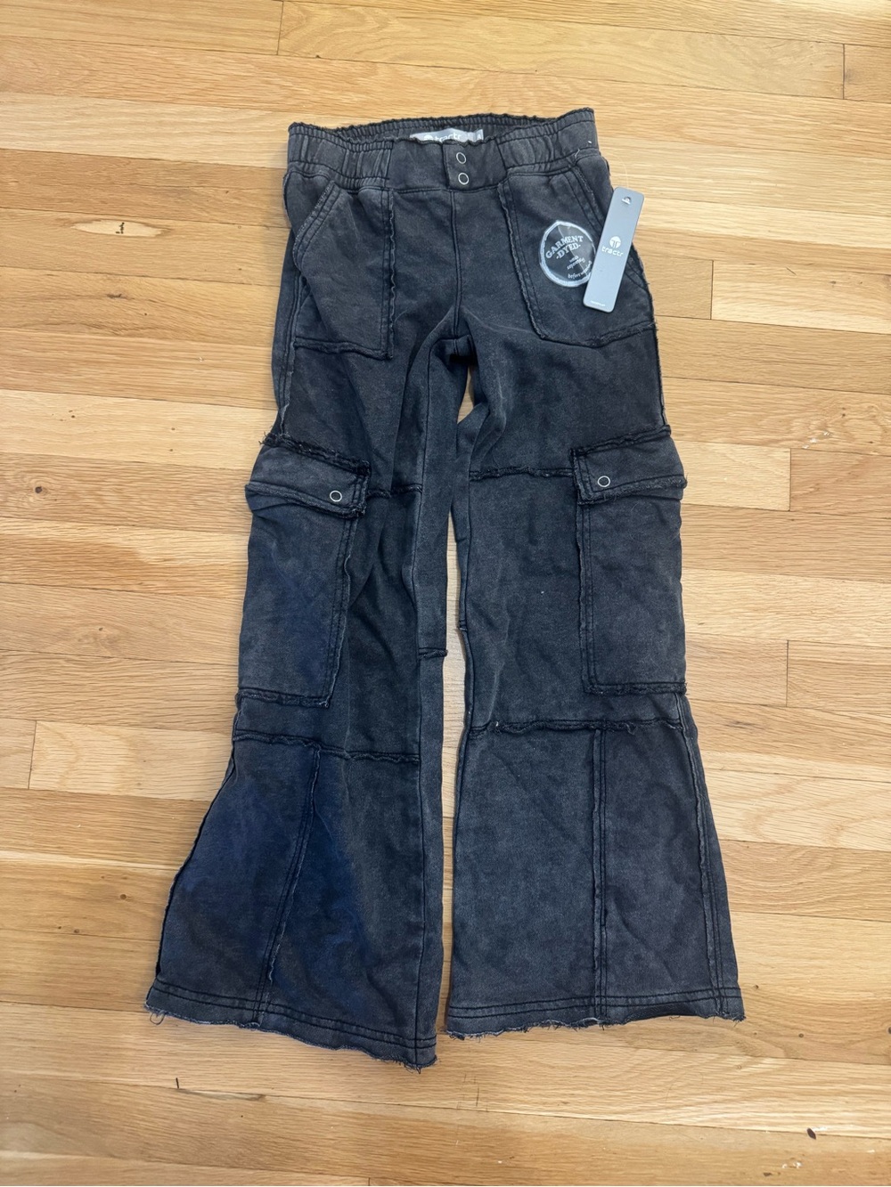 NWT Tractr Girls Black Cargo Flare Sweatpants